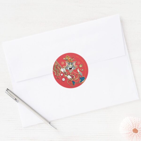 Tom_&_Jerry_Lighting_Firecrackers_Classic_Round_Sticker_3 Tom Jerry Lighting Firecrackers Classic Round Sticker