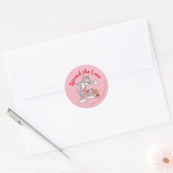 Tom_&_Jerry_Painting_Valentine_Hearts_Classic_Round_Sticker_3 Tom Jerry Painting Valentine Hearts Classic Round Sticker