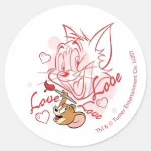Tom Jerry Valentine Painting Classic Round Sticker
