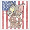 Tom_&_Jerry_With_US_Flag_Square_Sticker_1 Tom Jerry With US Flag Square Sticker