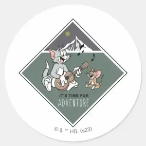 Tom Jerry Its Time For Adventure Classic Round Sticker