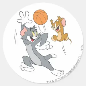 Tom And Jerry Basketball 1 Classic Round Sticker