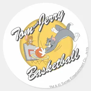 Tom And Jerry Basketball 2 Classic Round Sticker