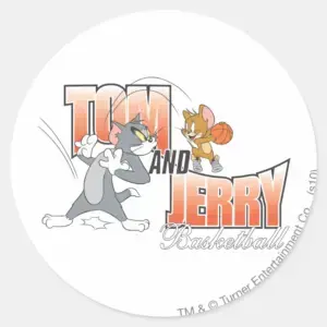 Tom And Jerry Basketball 3 Classic Round Sticker