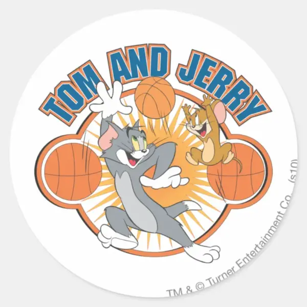 Tom And Jerry Basketball 4 Classic Round Sticker