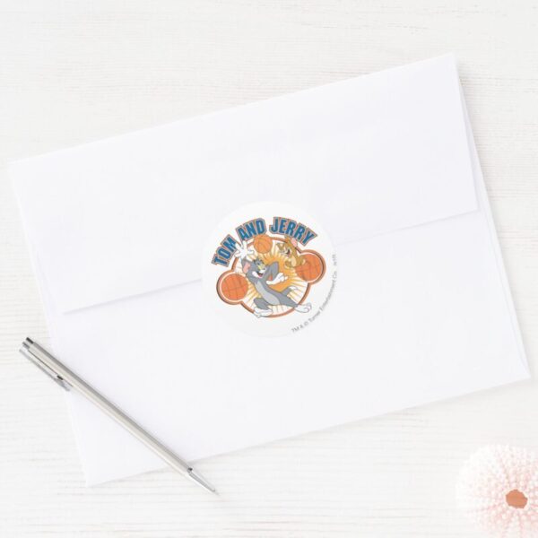 Tom And Jerry Basketball 4 Classic Round Sticker