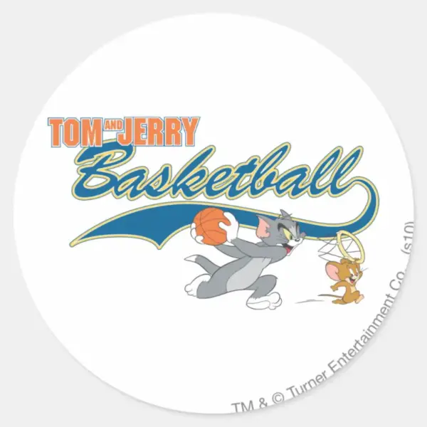 Tom And Jerry Basketball 5 Classic Round Sticker