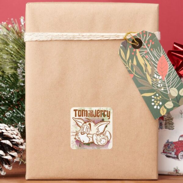 Tom_and_Jerry_Brown_and_Green_Square_Sticker_6 Tom And Jerry Brown And Green Square Sticker