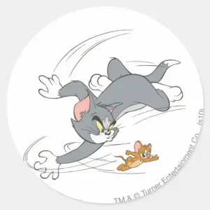 Tom And Jerry Chase Turn Classic Round Sticker