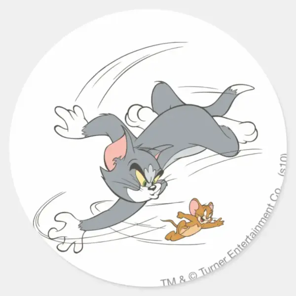 Tom_and_Jerry_Chase_Turn_Classic_Round_Sticker_1 Tom And Jerry Chase Turn Classic Round Sticker