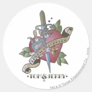 Tom And Jerry Enemies Forever 2 Classic Round Sticker