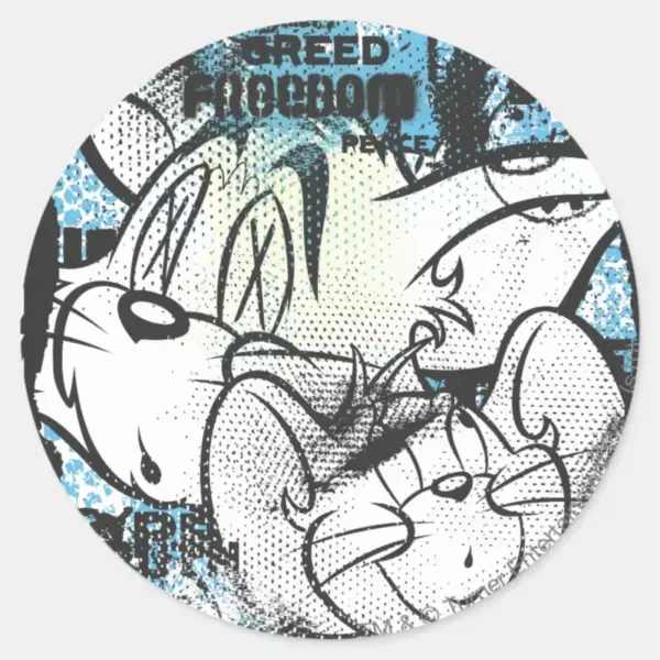 Tom And Jerry Grimey Classic Round Sticker