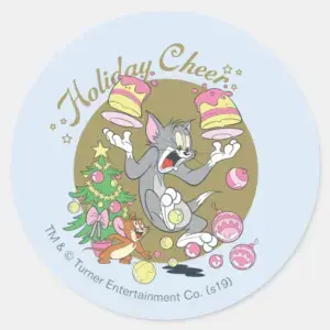 Tom And Jerry Holiday Cheer Classic Round Sticker