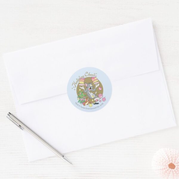 Tom_and_Jerry_Holiday_Cheer_Classic_Round_Sticker_3 Tom And Jerry Holiday Cheer Classic Round Sticker