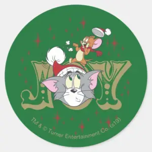 Tom And Jerry Holiday Joy Classic Round Sticker
