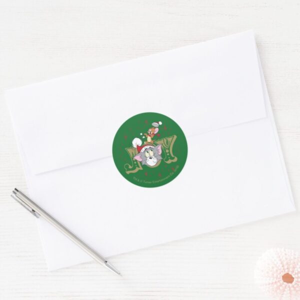Tom_and_Jerry_Holiday_Joy_Classic_Round_Sticker_3 Tom And Jerry Holiday Joy Classic Round Sticker