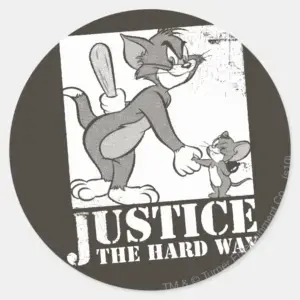 Tom And Jerry Justice The Hard Way Classic Round Sticker