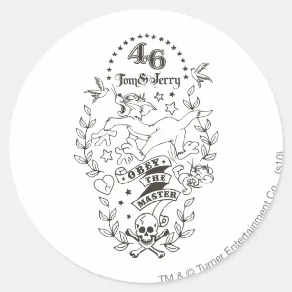 Tom_and_Jerry_Obey_The_Master_1_Classic_Round_Sticker_1 Tom And Jerry Obey The Master 1 Classic Round Sticker