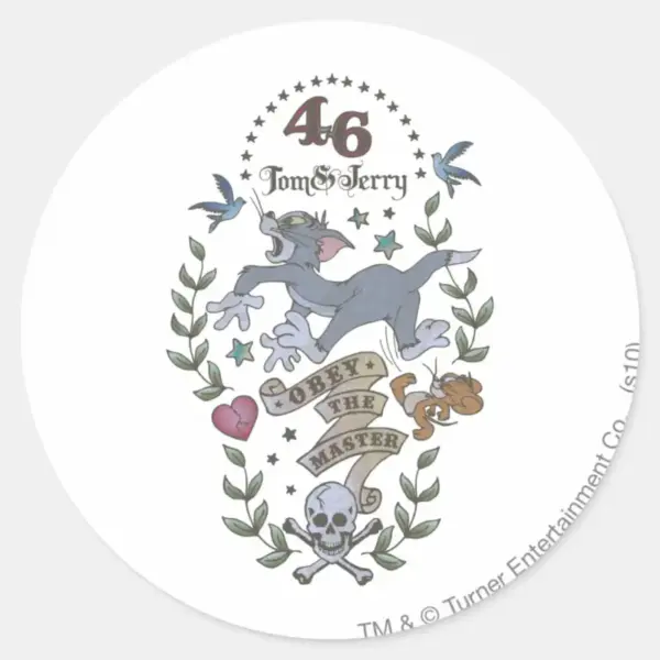 Tom_and_Jerry_Obey_The_Master_2_Classic_Round_Sticker_1 Tom And Jerry Obey The Master 2 Classic Round Sticker