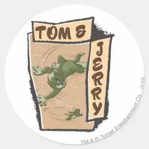 Tom And Jerry On A Tan Couch Classic Round Sticker