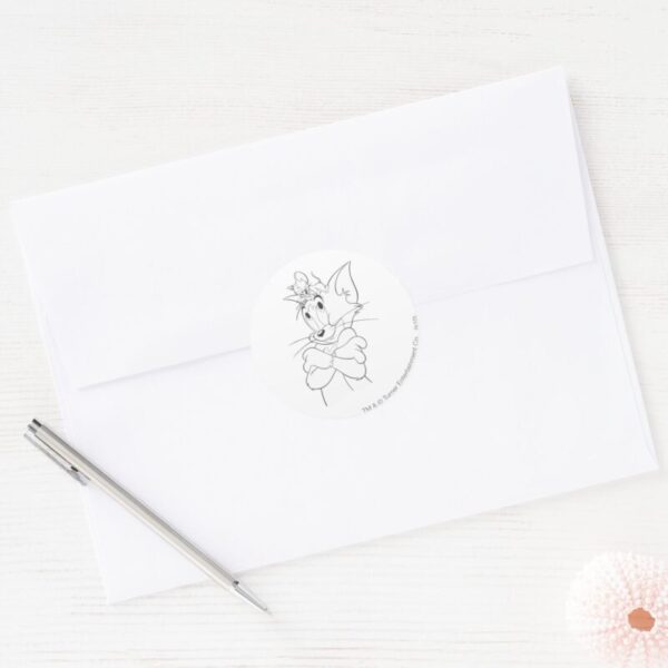 Tom_and_Jerry_On_Head_Classic_Round_Sticker_3 Tom And Jerry On Head Classic Round Sticker