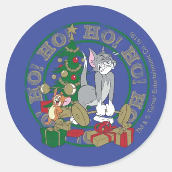 Tom And Jerry Opening Presents Classic Round Sticker