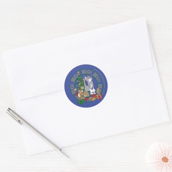 Tom And Jerry Opening Presents Classic Round Sticker