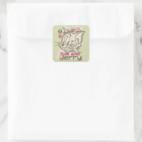 Tom_and_Jerry_Pink_and_Green_Square_Sticker_4 Tom And Jerry Pink And Green Square Sticker