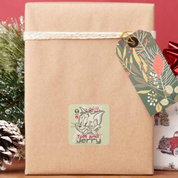 Tom_and_Jerry_Pink_and_Green_Square_Sticker_6 Tom And Jerry Pink And Green Square Sticker