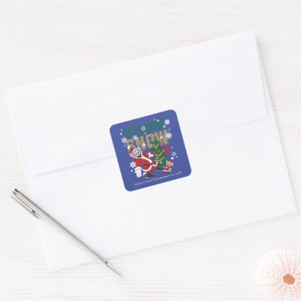 Tom And Jerry Santas By The Tree Square Sticker