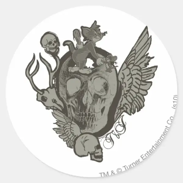 Tom_and_Jerry_Skull_Classic_Round_Sticker_1 Tom And Jerry Skull Classic Round Sticker