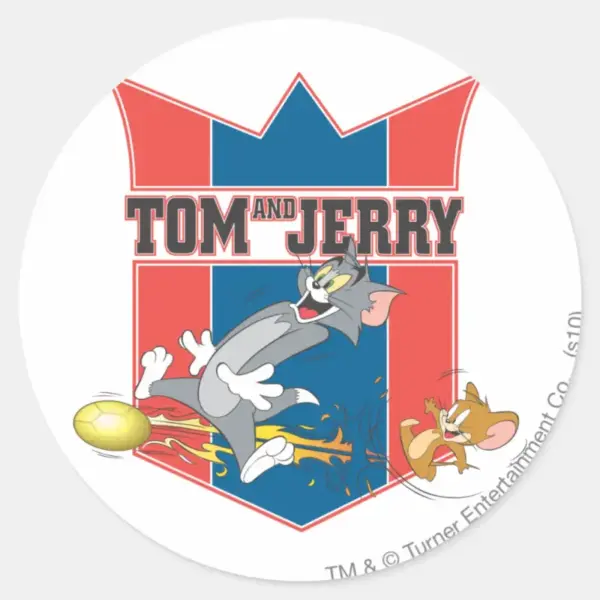 Tom And Jerry Soccer Football 7 Classic Round Sticker