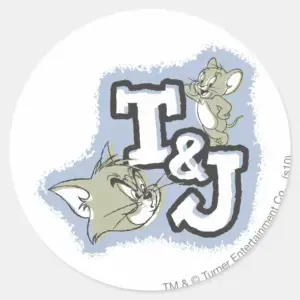 Tom And Jerry TJ Logo Classic Round Sticker