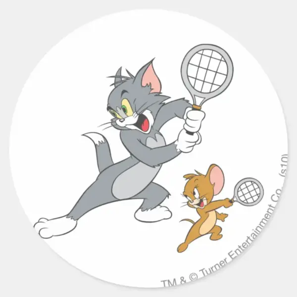 Tom_and_Jerry_Tennis_Stars_1_Classic_Round_Sticker_1 Tom And Jerry Tennis Stars 1 Classic Round Sticker