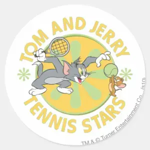 Tom And Jerry Tennis Stars 5 Classic Round Sticker