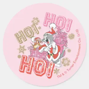 Tom And Jerry Ho Ho Ho Santa Gift Delivery Classic Round Sticker