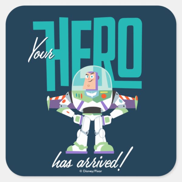 Toy_Story_4___Buzz__Your_Hero_Has_Arrived__Square_Sticker_1 Toy Story 4 Buzz Your Hero Has Arrived Square Sticker