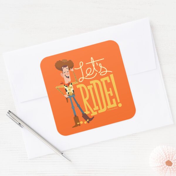 Toy_Story_4___Woody_Illustration__Let's_Ride__Square_Sticker_3 Toy Story 4 Woody Illustration Lets Ride Square Sticker