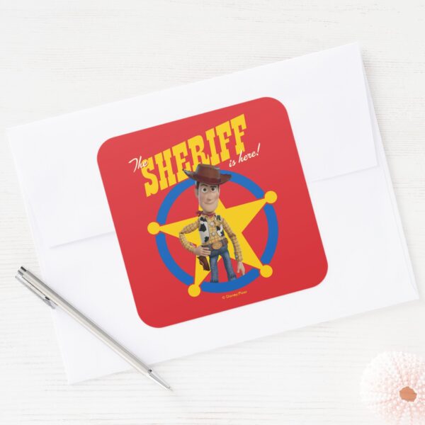 Toy Story 4 Woody The Sheriff Is Here Square Sticker