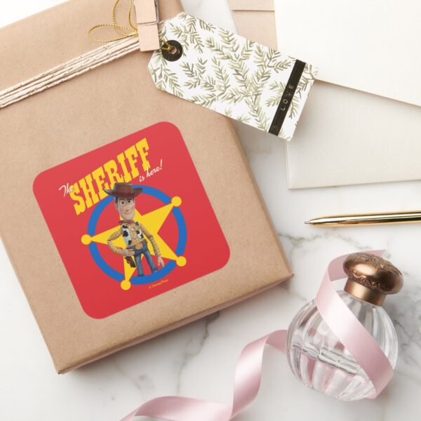 Toy Story 4 Woody The Sheriff Is Here Square Sticker