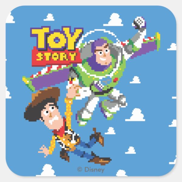 Toy_Story_8Bit_Woody_and_Buzz_Lightyear_Square_Sticker_1 Toy Story 8Bit Woody And Buzz Lightyear Square Sticker