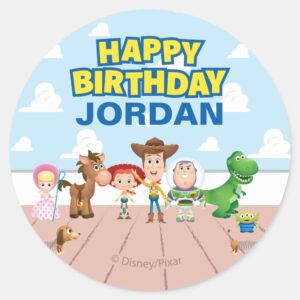 Toy Story Character Birthday Classic Round Sticker