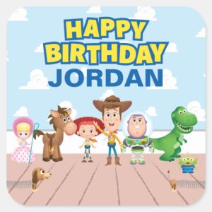 Toy Story Character Birthday Square Sticker
