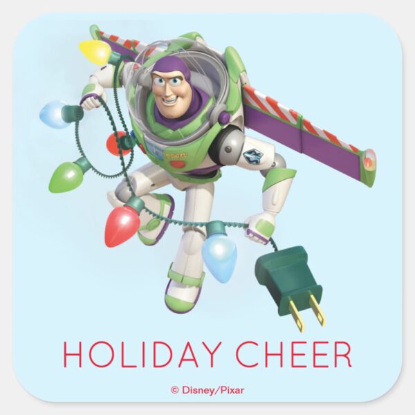 Toy_Story___Buzz_Lightyear_Decorating_Christmas_Square_Sticker_1 Toy Story Buzz Lightyear Decorating Christmas Square Sticker