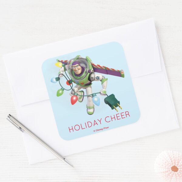 Toy_Story___Buzz_Lightyear_Decorating_Christmas_Square_Sticker_3 Toy Story Buzz Lightyear Decorating Christmas Square Sticker