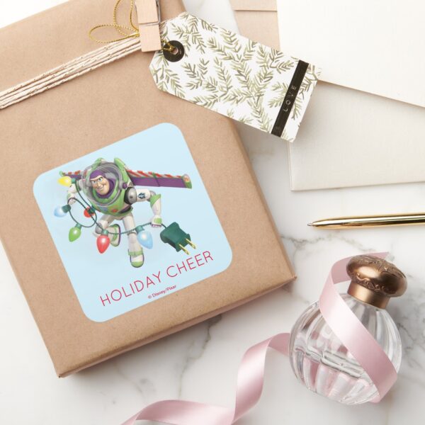 Toy_Story___Buzz_Lightyear_Decorating_Christmas_Square_Sticker_5 Toy Story Buzz Lightyear Decorating Christmas Square Sticker