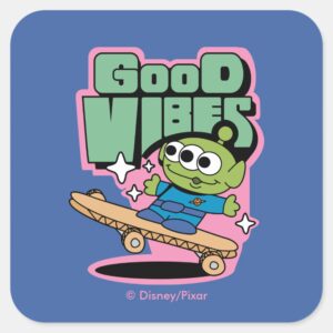 Toy Story Little Green Men Good Vibes Square Sticker