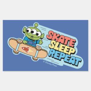 Toy Story Little Green Men Skate Sleep Repeat Rectangular Sticker