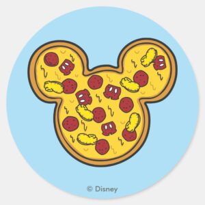 Trendy_Mickey___Head-Shaped_Pizza_Classic_Round_Sticker_1 Trendy Mickey Head Shaped Pizza Classic Round Sticker