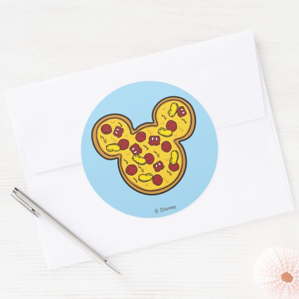 Trendy_Mickey___Head-Shaped_Pizza_Classic_Round_Sticker_3 Trendy Mickey Head Shaped Pizza Classic Round Sticker